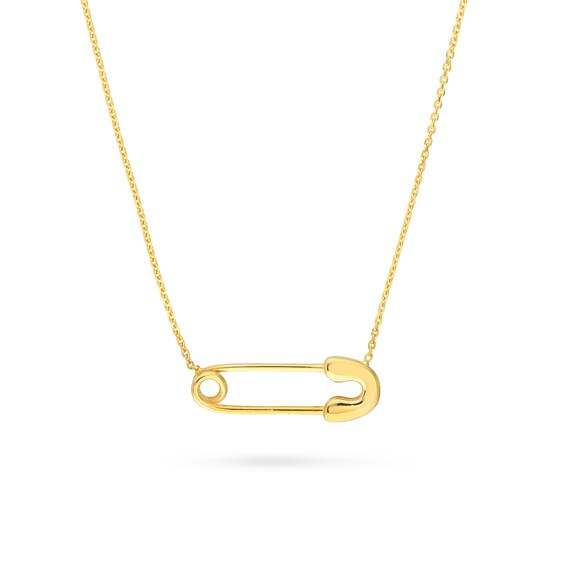 Safety Pin Necklace in 14K Gold