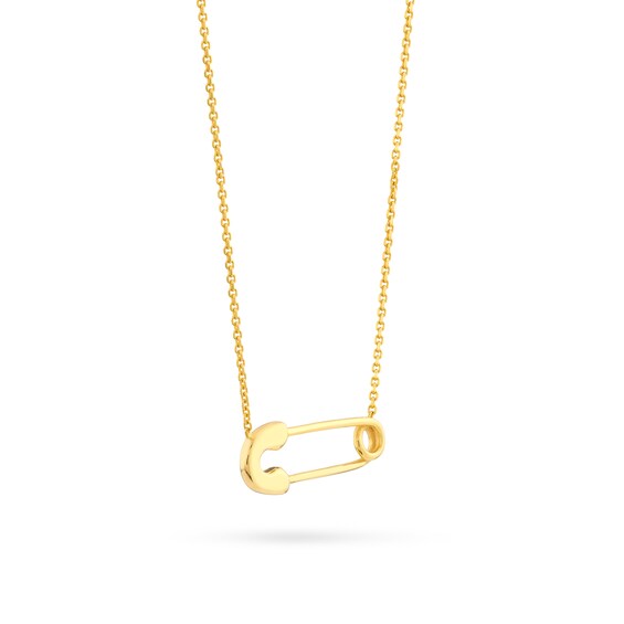 Safety Pin Necklace in 14K Gold