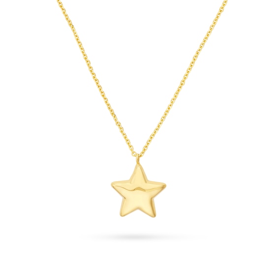 Puffed Star Pendant in 14K Gold