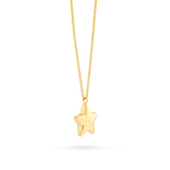 Puffed Star Pendant in 14K Gold