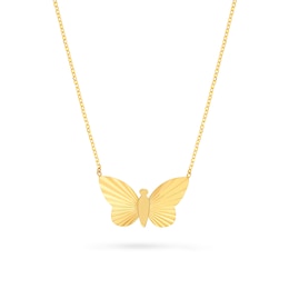Diamond-Cut Butterfly Necklace in 14K Gold