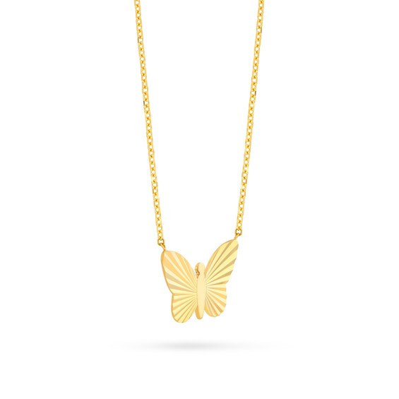 Diamond-Cut Butterfly Necklace in 14K Gold