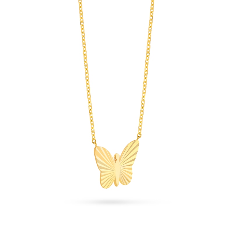 Main Image 2 of Diamond-Cut Butterfly Necklace in 14K Gold