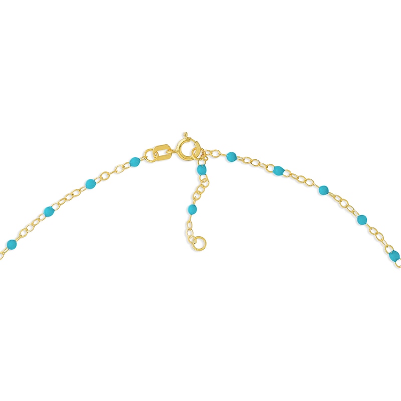 Main Image 2 of Turquoise Enamel Bead Station Chain Bracelet in 14K Gold - 7.5”