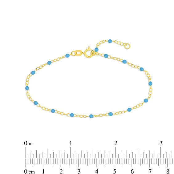 Turquoise Enamel Bead Station Chain Bracelet in 14K Gold - 7.5â