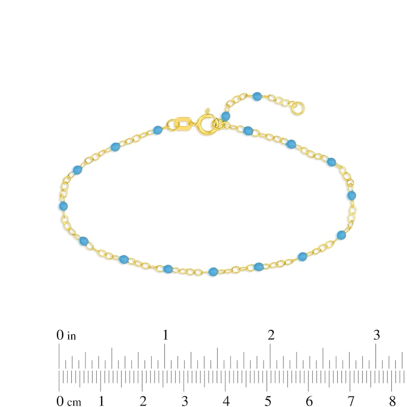Main Image 3 of Turquoise Enamel Bead Station Chain Bracelet in 14K Gold - 7.5”