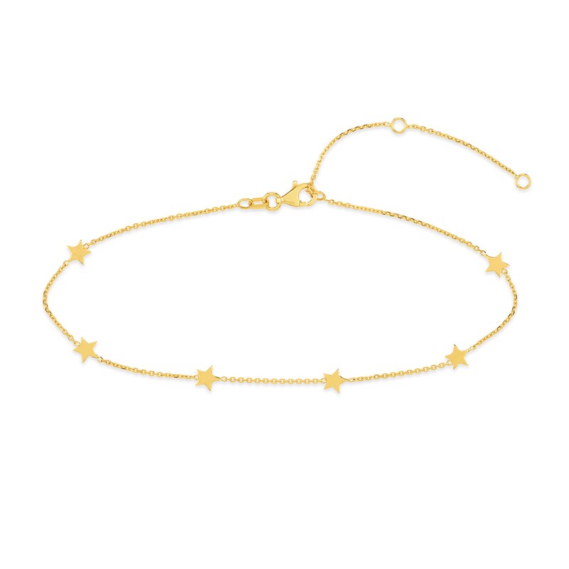 Main Image 1 of Star Station Anklet in Solid 14K Gold - 10”
