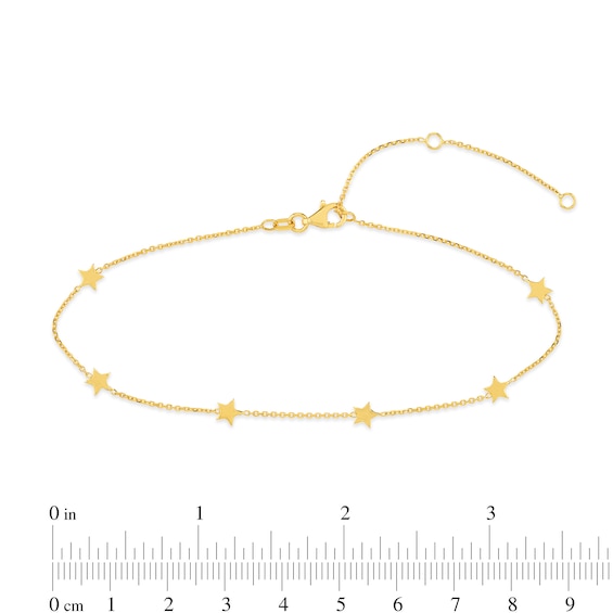 Star Station Anklet in Solid 14K Gold - 10â