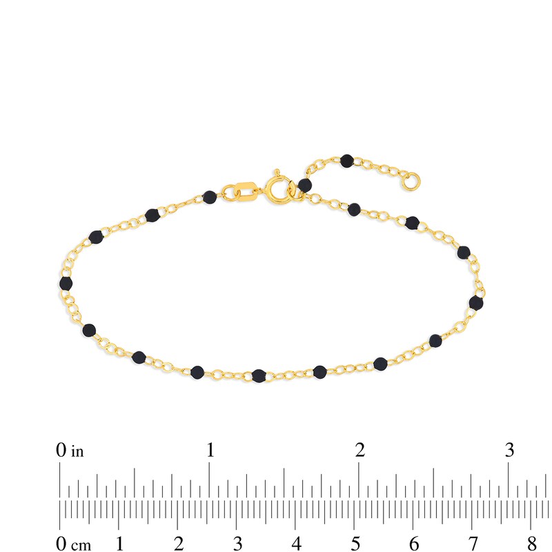 Main Image 3 of Black Enamel Bead Station Chain Bracelet in 14K Gold - 7.5”