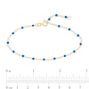 Thumbnail Image 3 of Blue Enamel Bead Station Chain Bracelet in 14K Gold - 7.5”