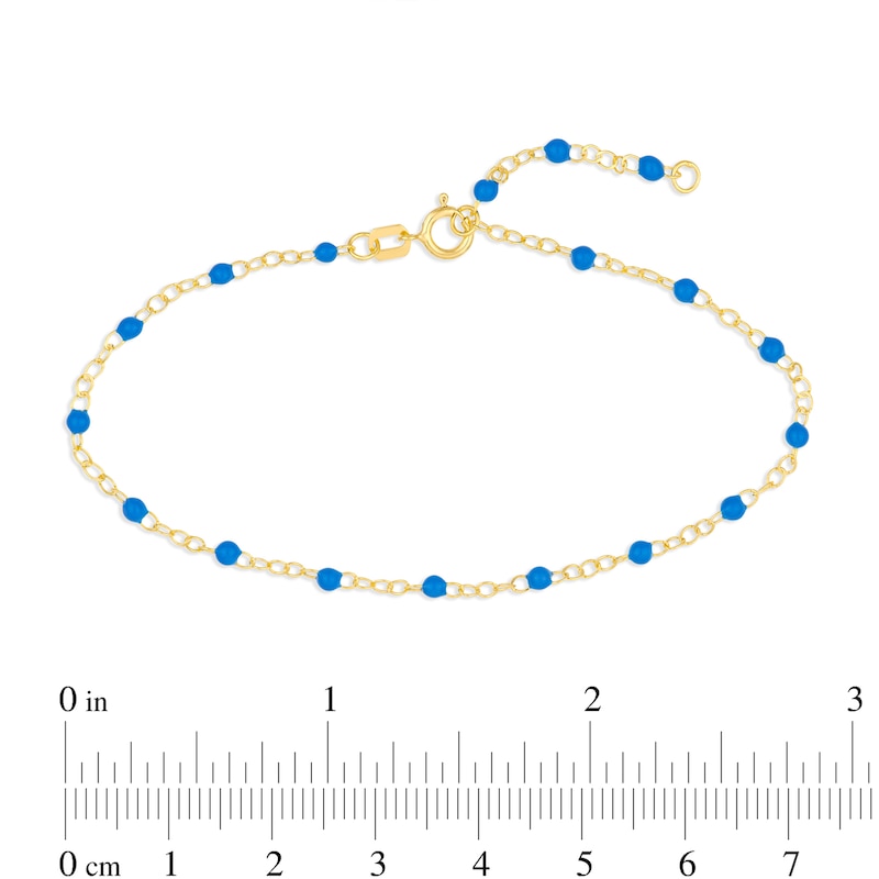 Main Image 3 of Blue Enamel Bead Station Chain Bracelet in 14K Gold - 7.5”