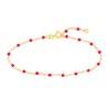 Thumbnail Image 1 of Neon Pink Enamel Bead Station Chain Bracelet in 14K Gold - 7.5”