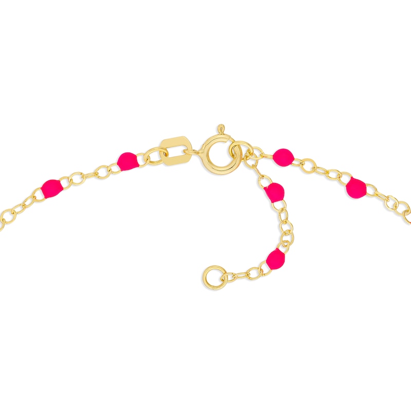 Main Image 2 of Neon Pink Enamel Bead Station Chain Bracelet in 14K Gold - 7.5”