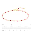 Thumbnail Image 3 of Neon Pink Enamel Bead Station Chain Bracelet in 14K Gold - 7.5”