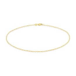 Diamond-Cut Textured Link Anklet in Solid 14K Gold - 10”