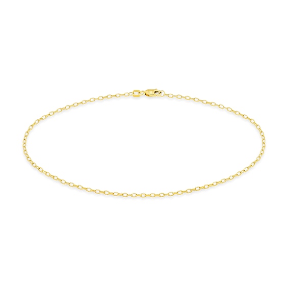 Diamond-Cut Textured Link Anklet in Solid 14K Gold - 10â