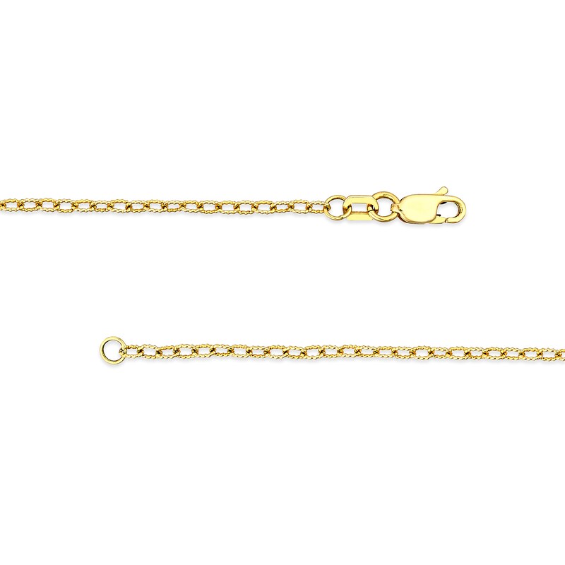 Main Image 2 of Diamond-Cut Textured Link Anklet in Solid 14K Gold - 10”