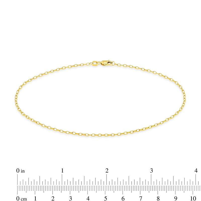 Main Image 3 of Diamond-Cut Textured Link Anklet in Solid 14K Gold - 10”