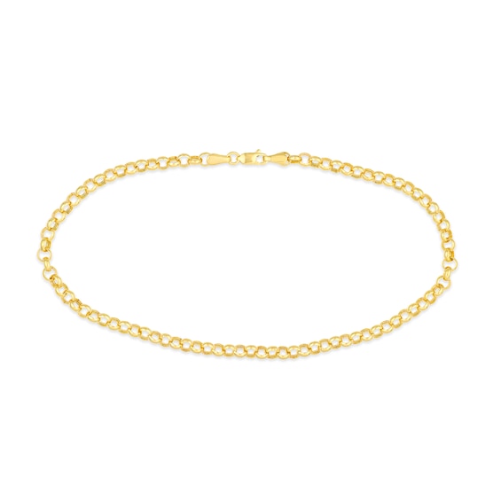 3.75mm Rolo Chain Anklet in Hollow 14K Gold - 10â
