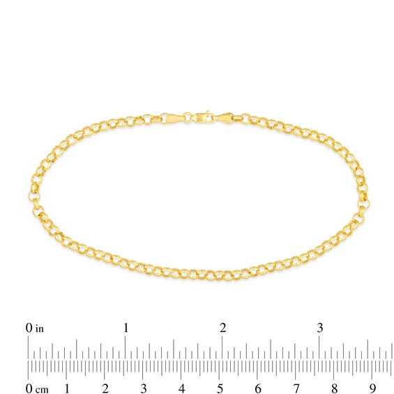 3.75mm Rolo Chain Anklet in Hollow 14K Gold - 10â