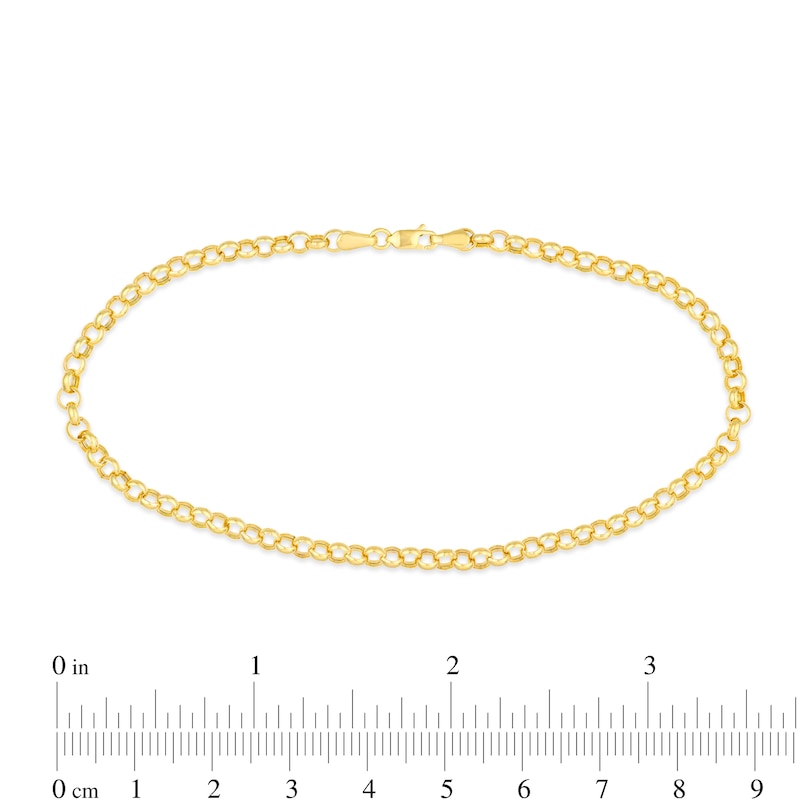 Main Image 3 of 3.75mm Rolo Chain Anklet in Hollow 14K Gold  - 10”