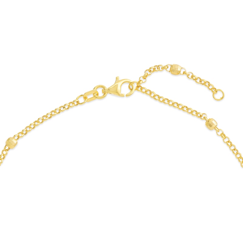 Main Image 2 of 3.0mm Disco Bead Station Rolo Chain Anklet in Hollow 14K Gold - 10”