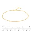 Thumbnail Image 3 of 3.0mm Disco Bead Station Rolo Chain Anklet in Hollow 14K Gold - 10”