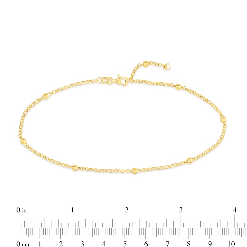 Main Image 3 of 3.0mm Disco Bead Station Rolo Chain Anklet in Hollow 14K Gold - 10”