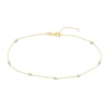 Thumbnail Image 1 of Turquoise Enamel Evil Eye Station Anklet in 14K Gold - 10”