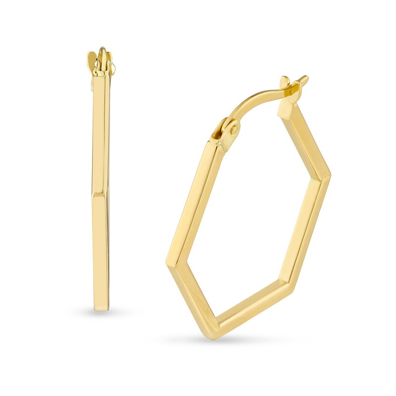 Main Image 1 of 23.0mm Hexagon Hoop Earrings in 14K Gold