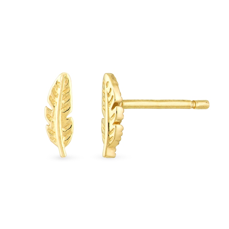 Main Image 2 of Feather Stud Earrings in 14K Gold