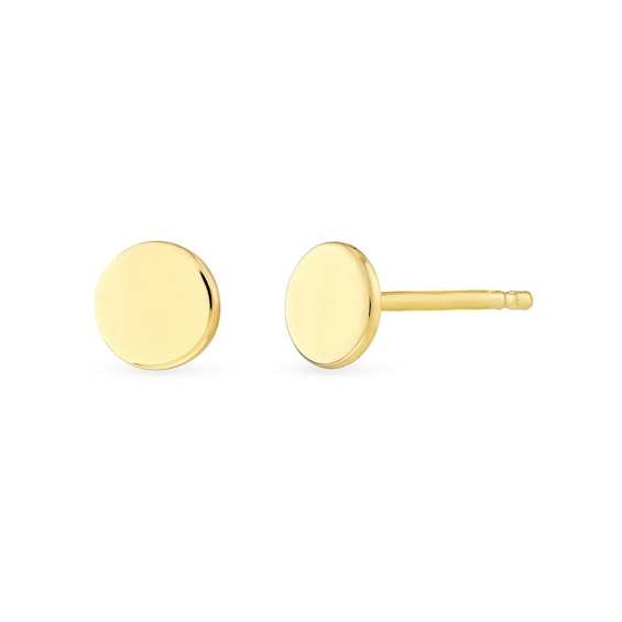 5.0mm Polished Disc Stud Earrings in 14K Gold