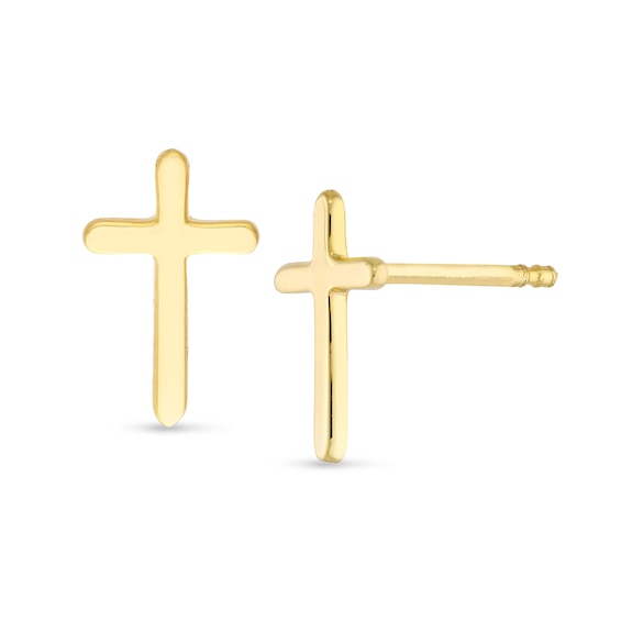 Cross Stud Earrings in 14K Gold