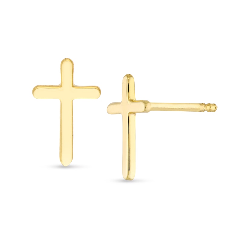 Main Image 1 of Cross Stud Earrings in 14K Gold
