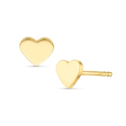 Heart Disc Stud Earrings in 14K Gold