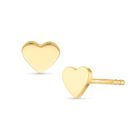 Heart Disc Stud Earrings in 14K Gold