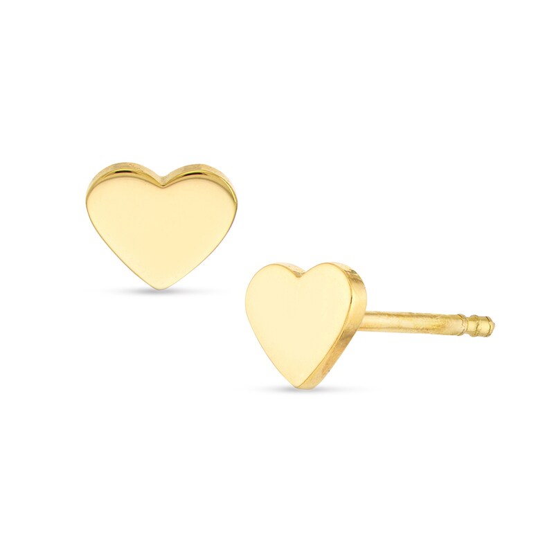 Main Image 1 of Heart Disc Stud Earrings in 14K Gold