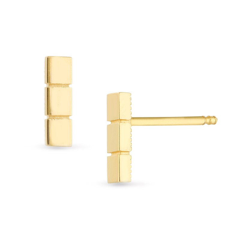 Main Image 1 of Block Trio Stud Earrings in 14K Gold