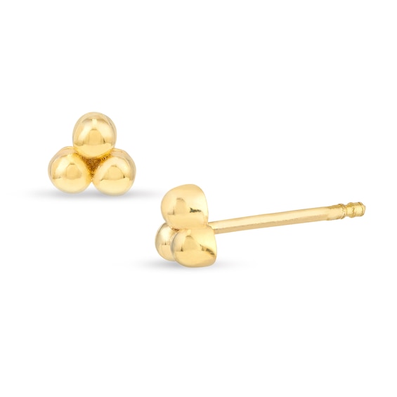 Bead Trio Stud Earrings in 14K Gold