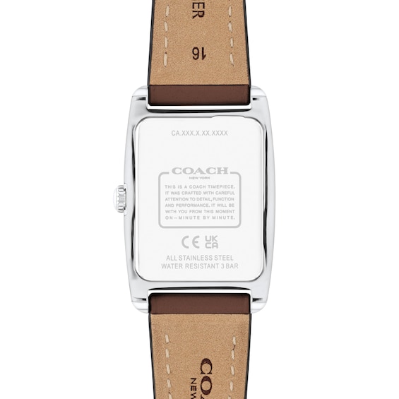 Ladies' Coach Reese Brown Leather Strap Watch with Rectangular White Dial (Model: 14504311)