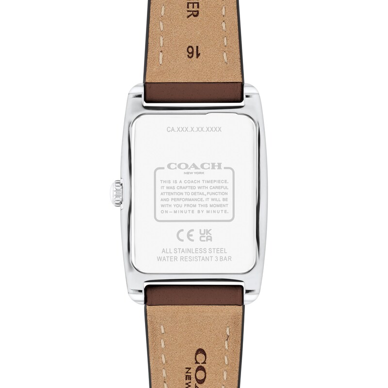 Main Image 3 of Ladies' Coach Reese Brown Leather Strap Watch with Rectangular White Dial (Model: 14504311)