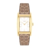 Thumbnail Image 0 of Ladies' Coach Reese Gold-Tone IP Brown Leather Strap Watch with Rectangular White Dial (Model: 14504355)