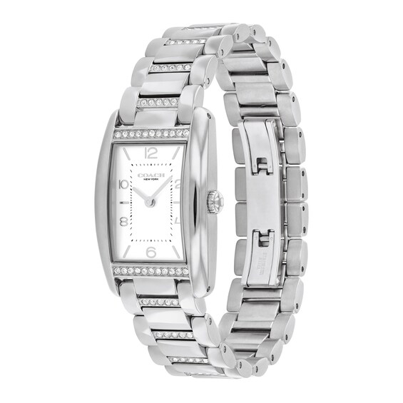 Ladies' Coach Reese Crystal Accent Watch with Rectangular White Dial (Model: 14504315)