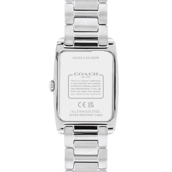 Ladies' Coach Reese Crystal Accent Watch with Rectangular White Dial (Model: 14504315)
