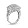 Thumbnail Image 3 of 1 CT. T.W. Cushion-Shaped Multi-Diamond Double Frame Split Shank Ring in 10K White Gold