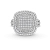 Thumbnail Image 4 of 1 CT. T.W. Cushion-Shaped Multi-Diamond Double Frame Split Shank Ring in 10K White Gold