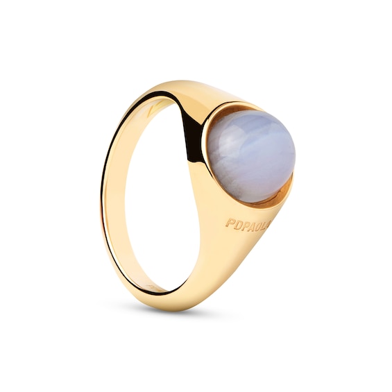 PDPAOLAâ¢ at Zales ICONS 8.0mm Blue Agate Solitaire Ring Sterling Silver with 18K Gold Plate