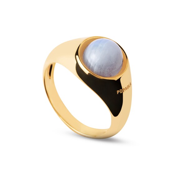 PDPAOLAâ¢ at Zales ICONS 8.0mm Blue Agate Solitaire Ring Sterling Silver with 18K Gold Plate