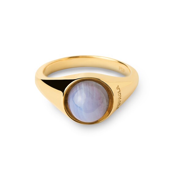 PDPAOLAâ¢ at Zales ICONS 8.0mm Blue Agate Solitaire Ring Sterling Silver with 18K Gold Plate