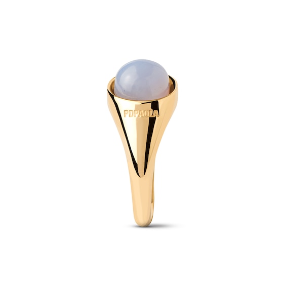 PDPAOLAâ¢ at Zales ICONS 8.0mm Blue Agate Solitaire Ring Sterling Silver with 18K Gold Plate
